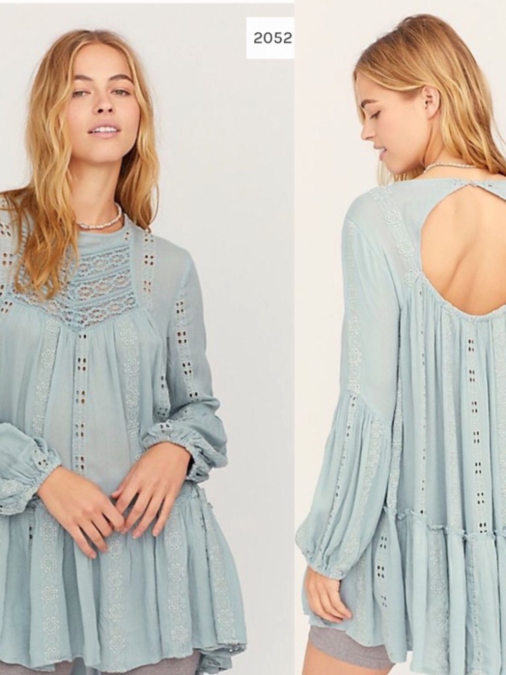 Free People | Kiss Kiss Tunic Dress in Mint Teal Green Sz. XL